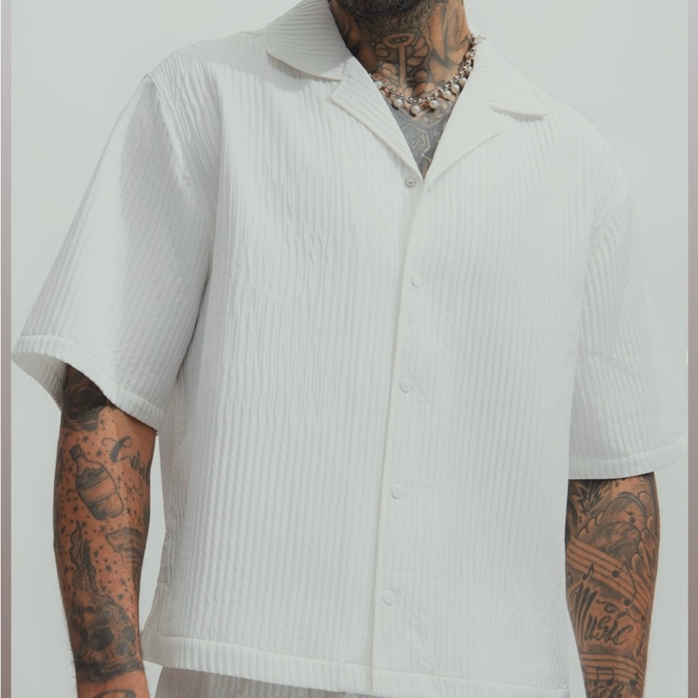 Fashion Nova Men's Casual White Button Down Shirt